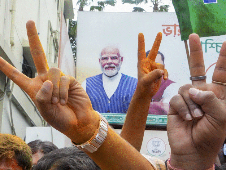 बंगाल चुनाव परिणाम 2026 भाजपा को बहुमत, TMC की सीटों में गिरावट आगे की रणनीति पर नजर